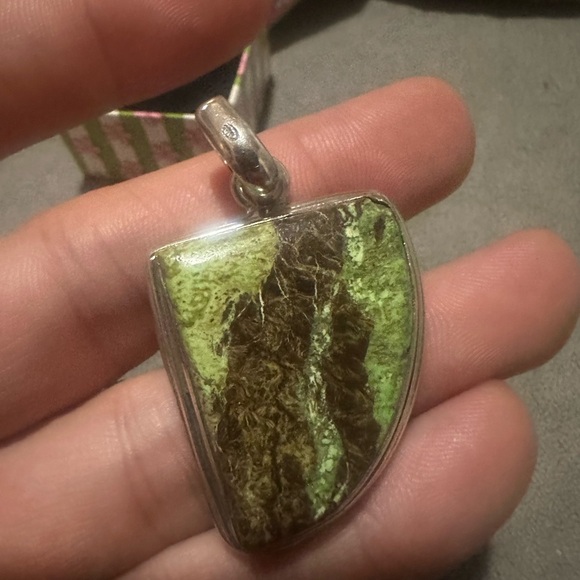 Sterling Silver Gaspeite Pendent Ring Sterling size 6.5 Women's /Men,s - Picture 11 of 14